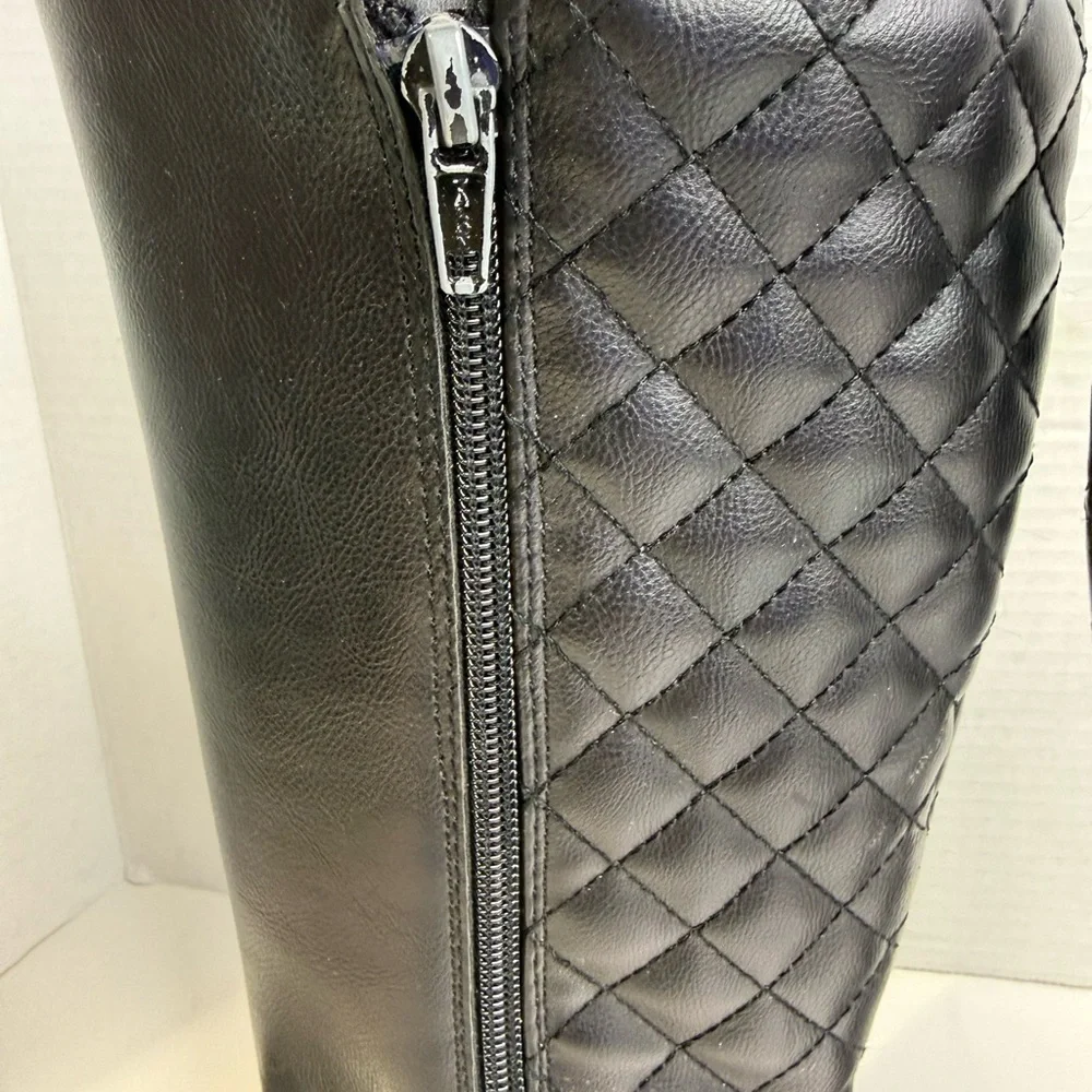 Girls Black Quilted Knee-High Boots size 1